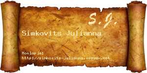 Simkovits Julianna névjegykártya